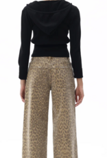 Mid Rise Leopard Straight Denim