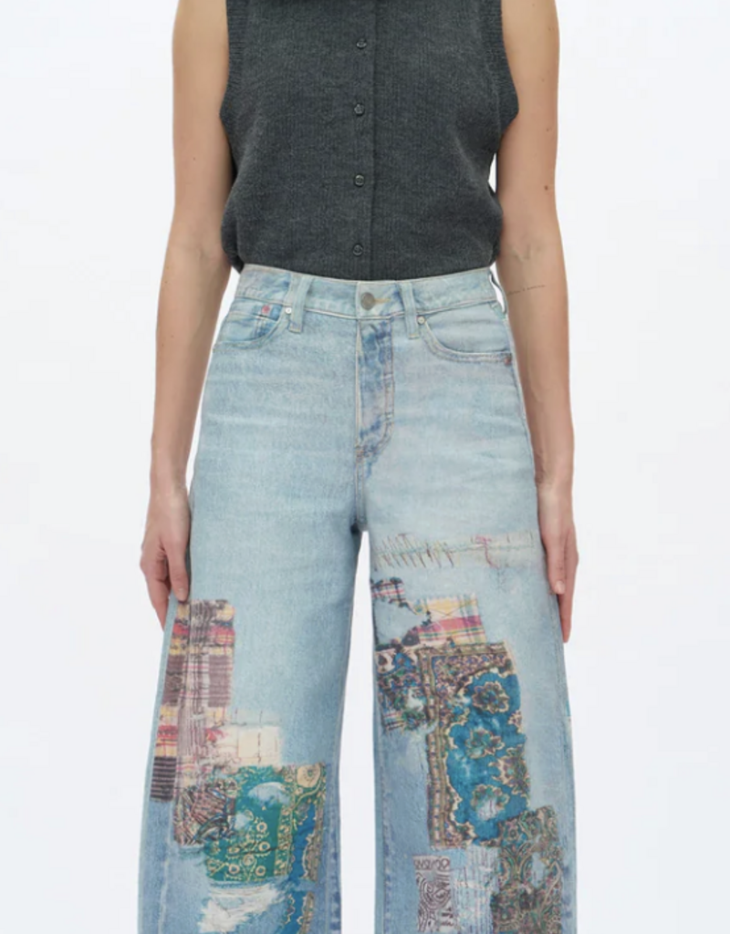 Printed Barrel Jeans