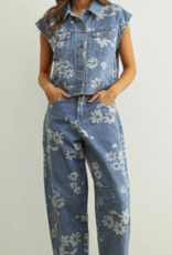 Denim Floral Barrel Jean