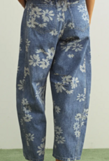Denim Floral Barrel Jean