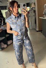Denim Floral Barrel Jean