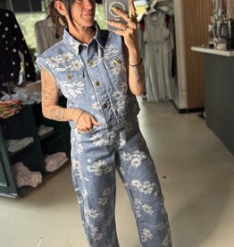 Denim Floral Barrel Jean