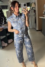 Denim Floral Barrel Jean