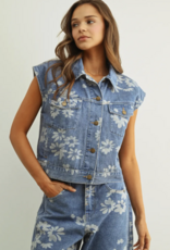 Denim Floral Vest