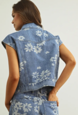 Denim Floral Vest