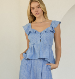 Chambray Peplum Top