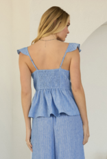 Chambray Peplum Top