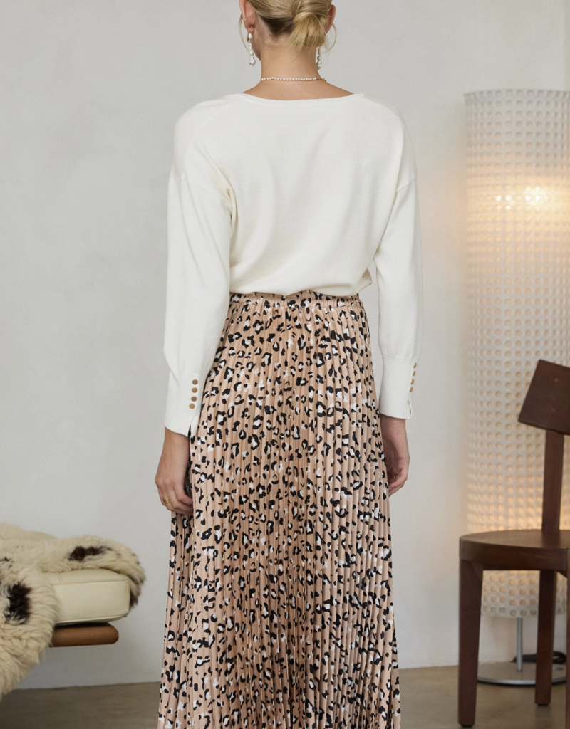 Leopard Pleated Maxi Skirt