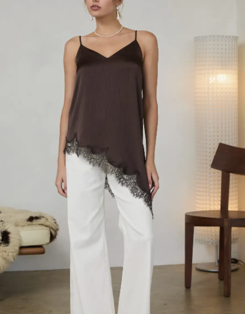 Asymmetrical Crinkled Satin Cami Tunic