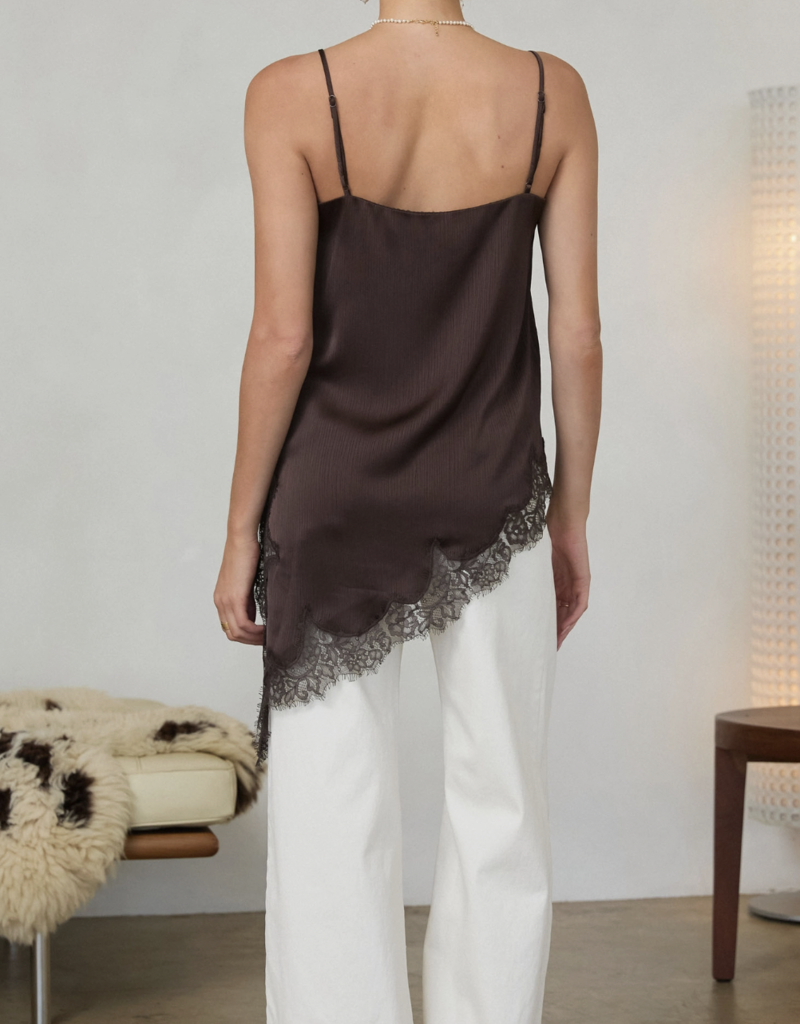 Asymmetrical Crinkled Satin Cami Tunic