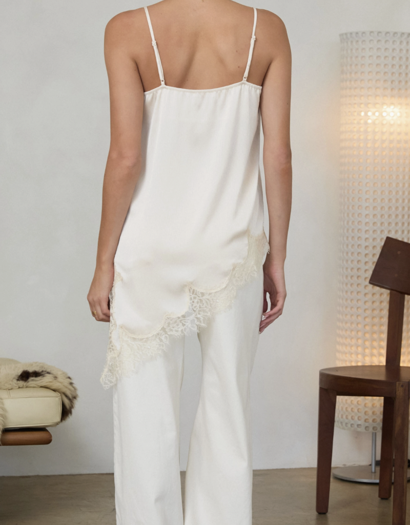 Asymmetrical Crinkled Satin Cami Tunic