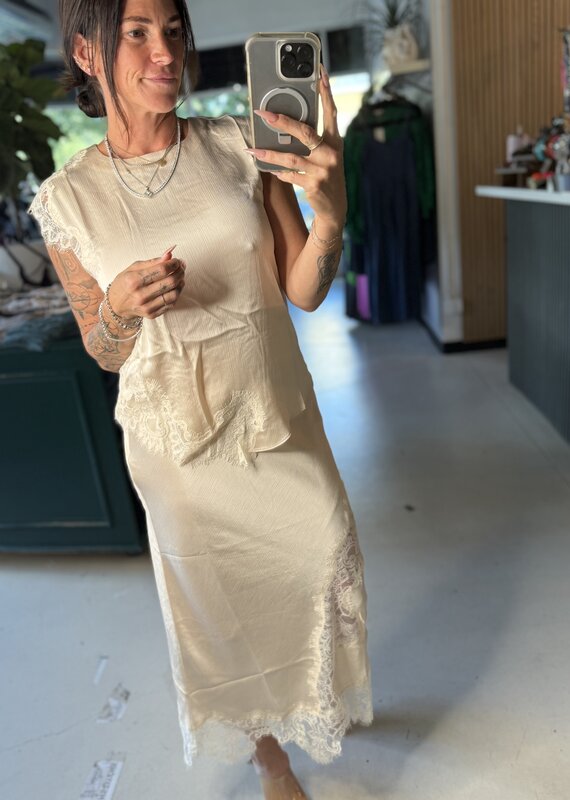 Lace silk top