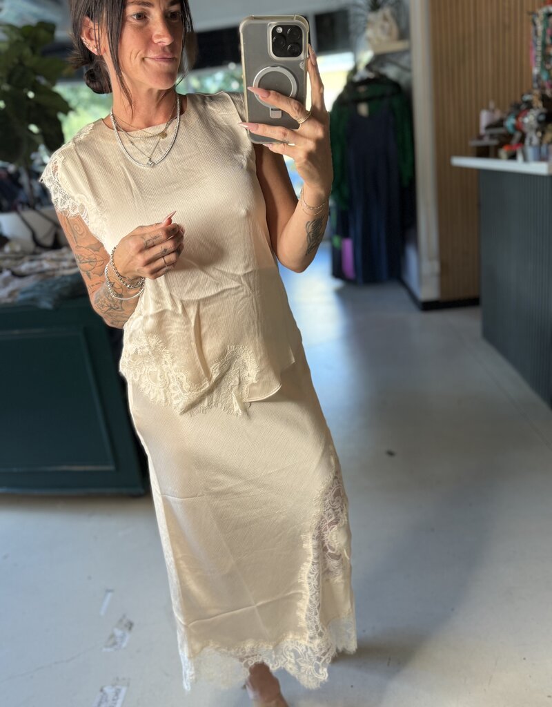 Lace silk top
