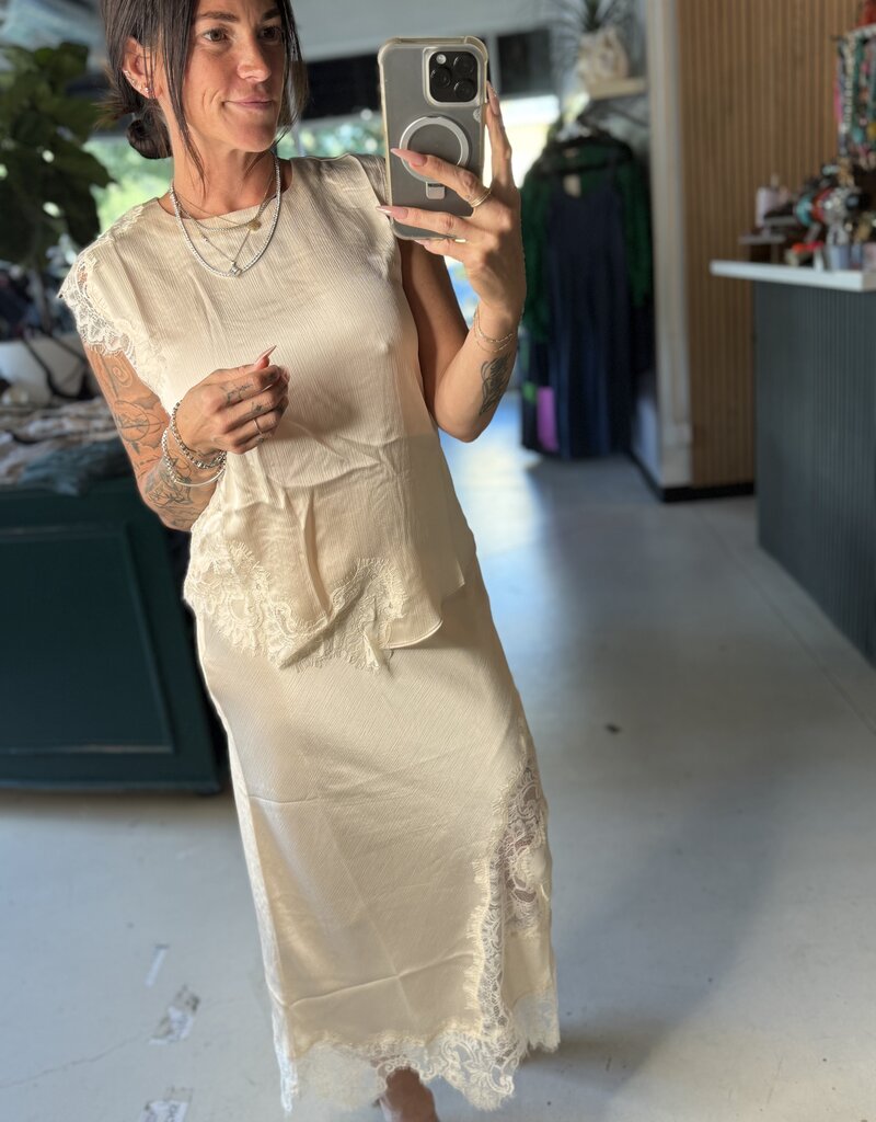 Lace silk top