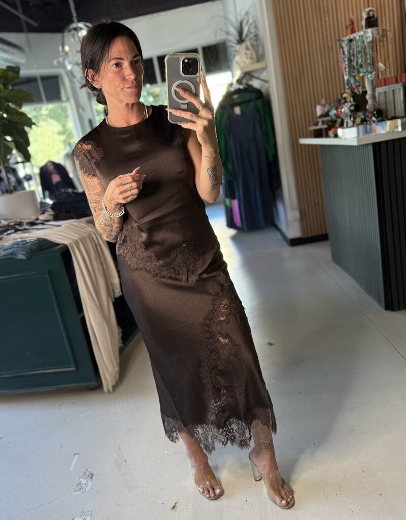 Lace silk top
