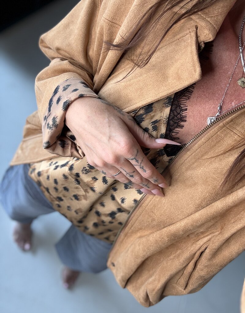 Faux Suede Bomber Jacket