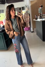 Faux Suede Bomber Jacket