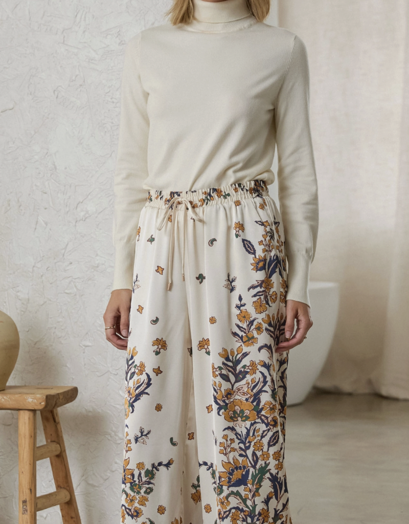 Floral Print Satin Pant