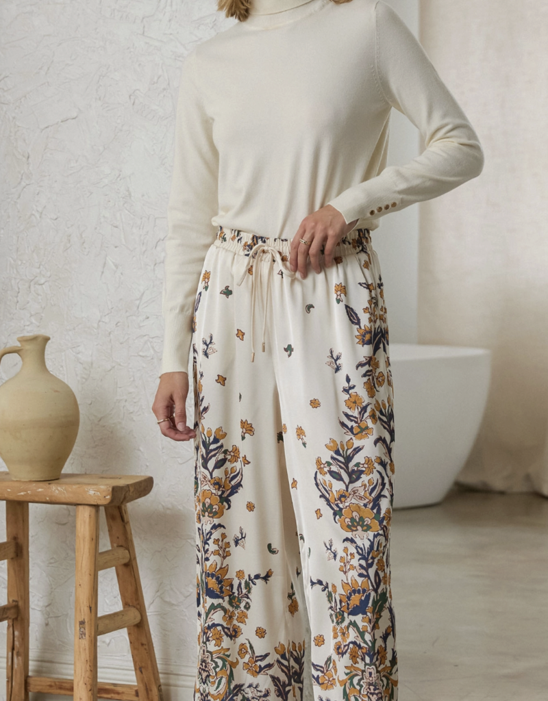 Floral Print Satin Pant