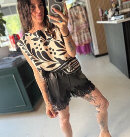 Lace Leather Shorts