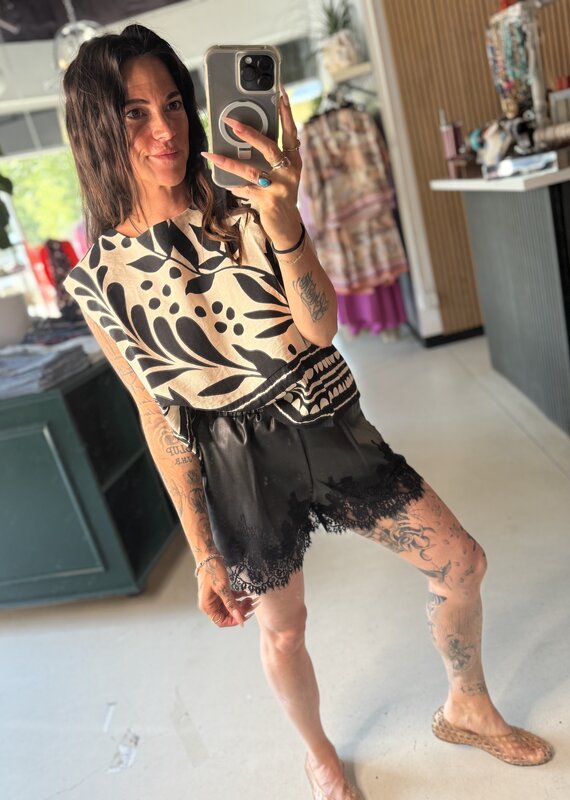 Lace Leather Shorts