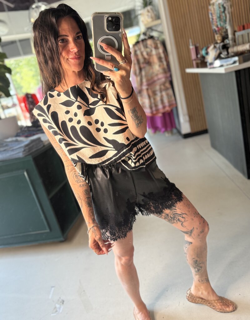 Lace Leather Shorts