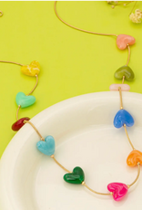 Multicolor Resin Beaded Heart Station Necklace