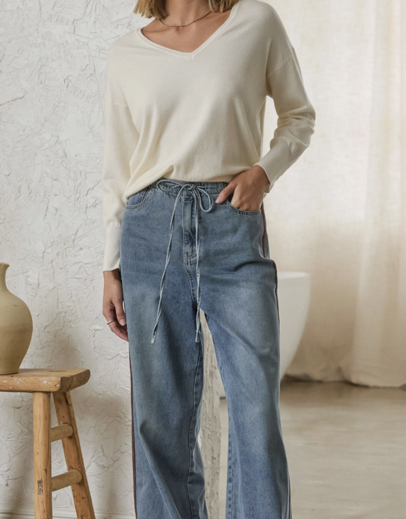 Denim Pants with Contrast