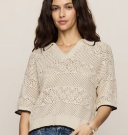 Denman Crochet Polo Sweater