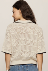 Denman Crochet Polo Sweater