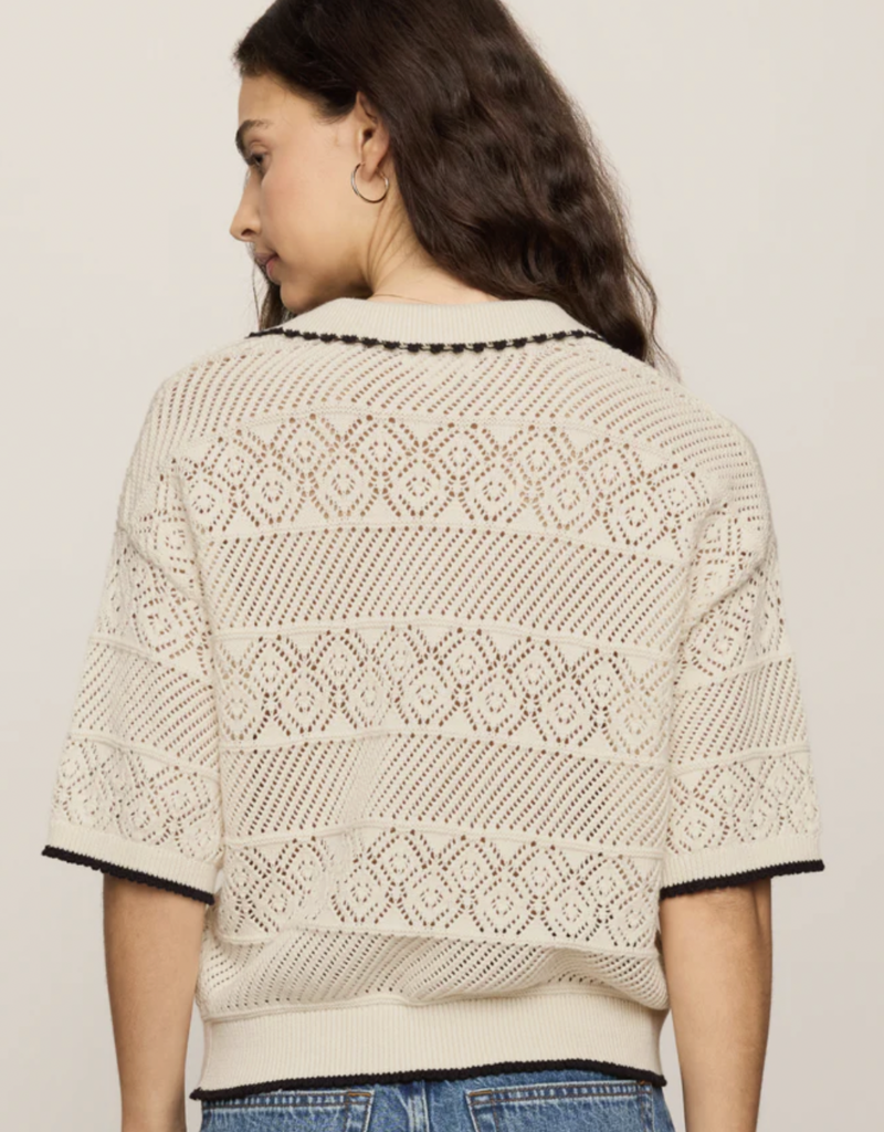 Denman Crochet Polo Sweater