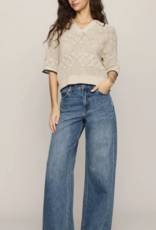 Denman Crochet Polo Sweater