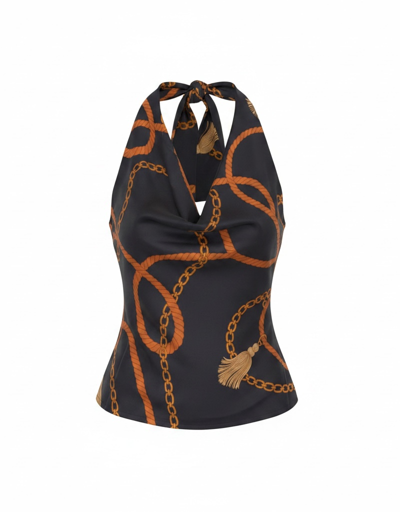 Chain Cowl Neck Top