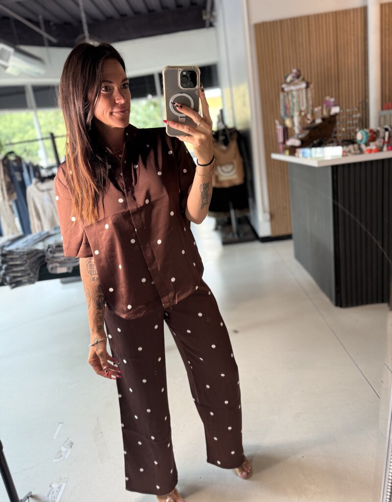 Mari Button Up Dot Top