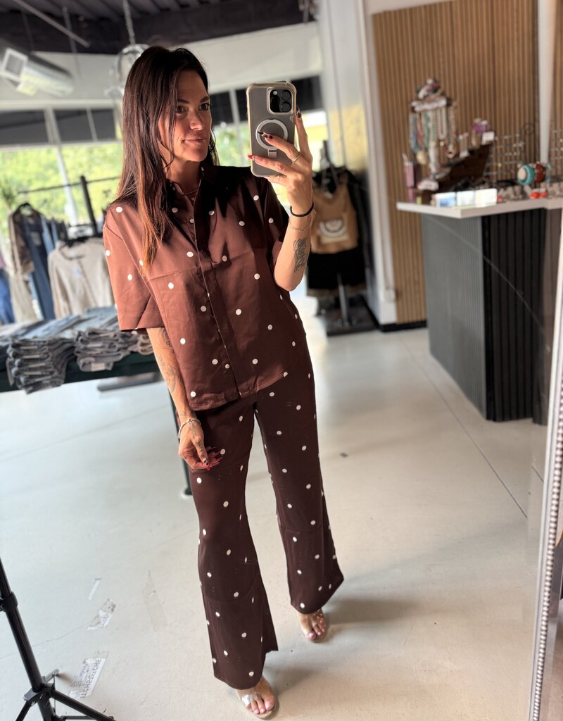 Mari Button Up Dot Top