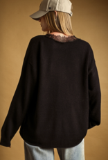 LONG SLEEVE LACE CONTRASTED KNIT TOP