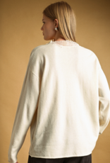 LONG SLEEVE LACE CONTRASTED KNIT TOP