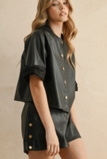 Button Faux Leather Shorts