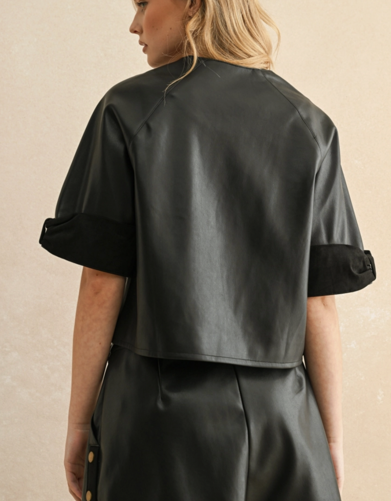 Button Faux Leather Shorts