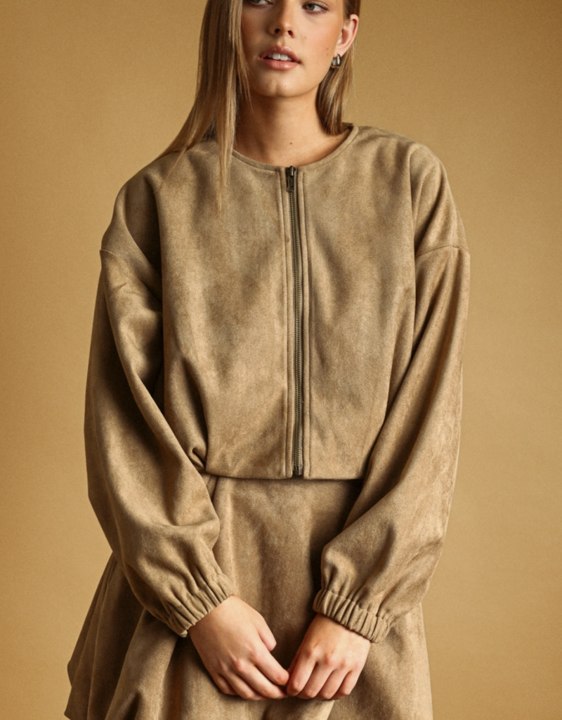 Suede Pleated Jacket