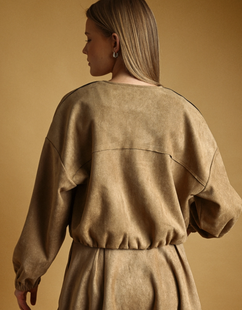 Suede Pleated Jacket