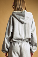 BUBBLE HEM ZIPPER FRONT SWEAT SHIRT