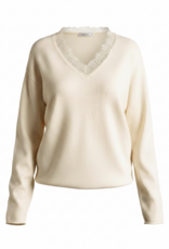 LONG SLEEVE LACE CONTRASTED KNIT TOP
