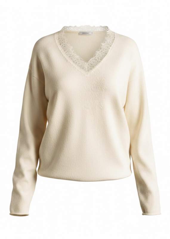 LONG SLEEVE LACE CONTRASTED KNIT TOP