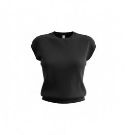 ROUND NECK CAP SHORT SLEEVE KNIT TOP