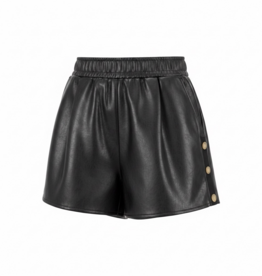 Button Faux Leather Shorts
