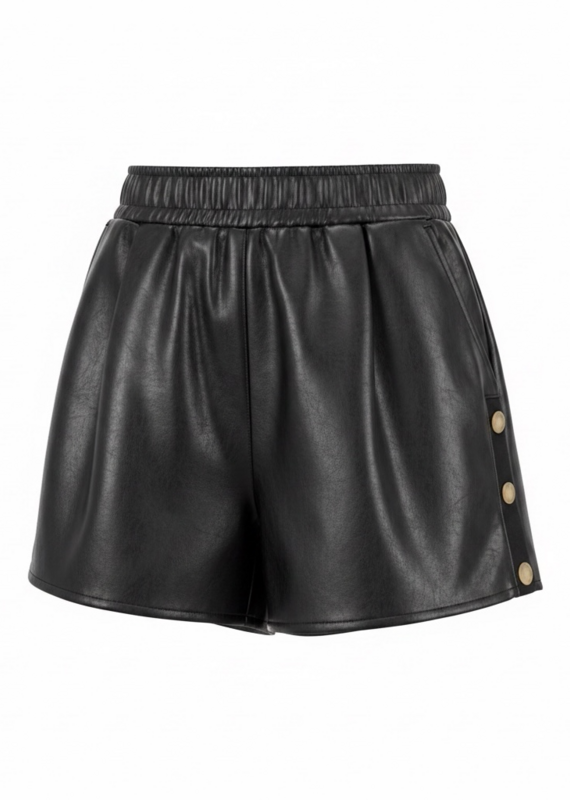 Button Faux Leather Shorts