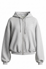 BUBBLE HEM ZIPPER FRONT SWEAT SHIRT