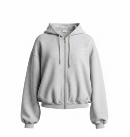 BUBBLE HEM ZIPPER FRONT SWEAT SHIRT