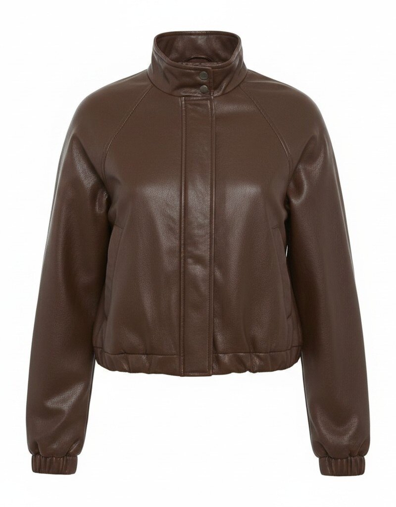 Faux Leather Bomber